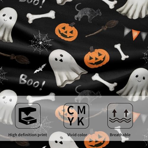 Halloween Black Hand Bath Towel Set of 2 Boo Cute Ghost Orange Pumpkins - Image 3