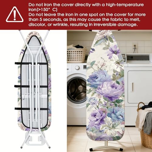 Nuxovilar Blue Purple Floral Ironing Board Cover 15x54 Cotton - Image 6