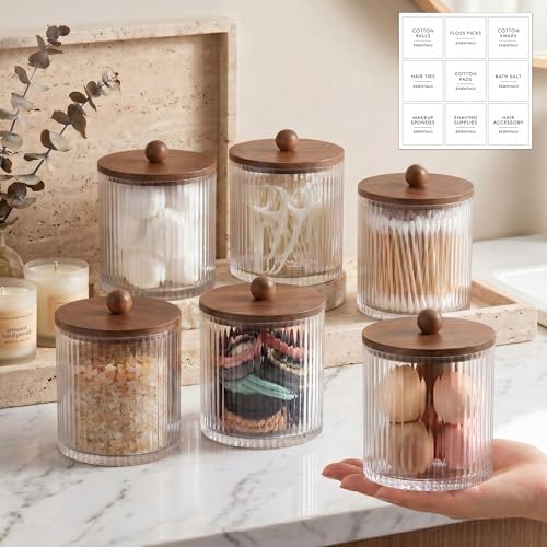 6 Pcs Plastic Holder Dispenser Bathroom Jars by Yaomiao