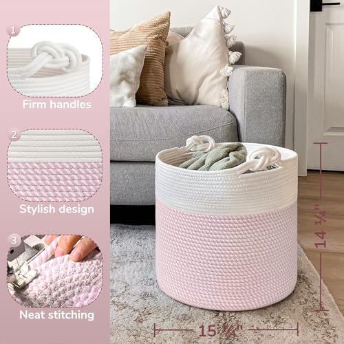 Goodpick Woven Rope Blanket Basket Living Room - Image 4