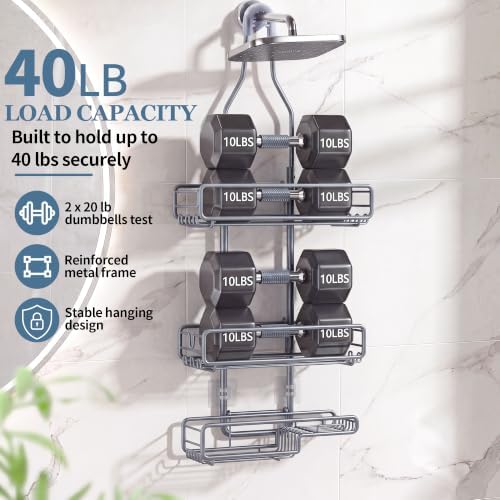 Skyapex Shower Caddy Hanging Bathroom Organizer: Over Head Adjustable Rack - Image 4