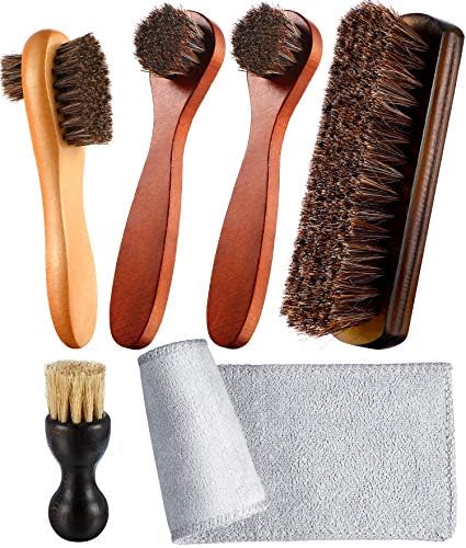 Youngjoy 6 Pieces Horsehair Shine Shoes Brush Kit Polish Dauber Applicators by Unknown