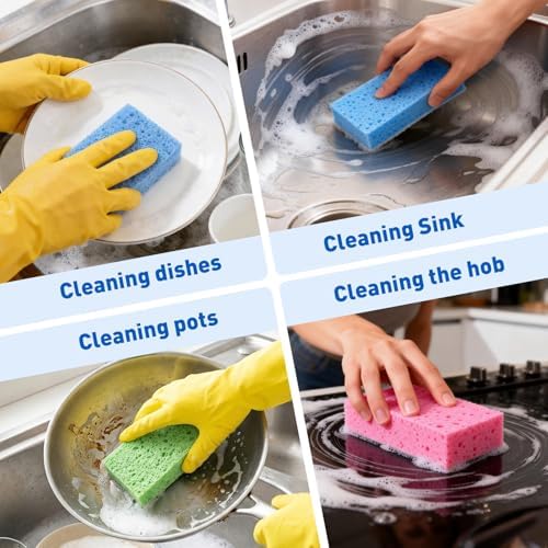 24 Pack Kitchen Sponges Non-Scratch Cellulose Sponges Bulk - Image 7
