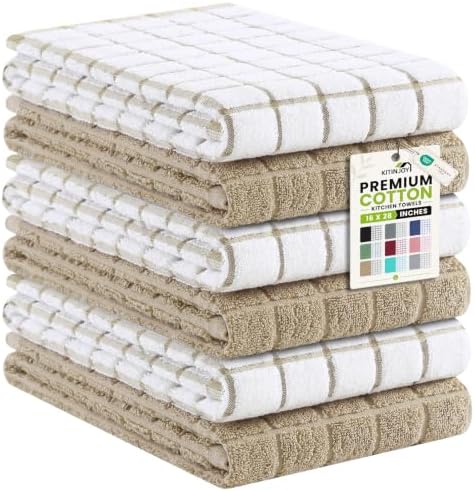 Kitinjoy Premium Kitchen Towels, Large 100% Cotton Terry 390 GSM Kitchen Hand by Kitinjoy