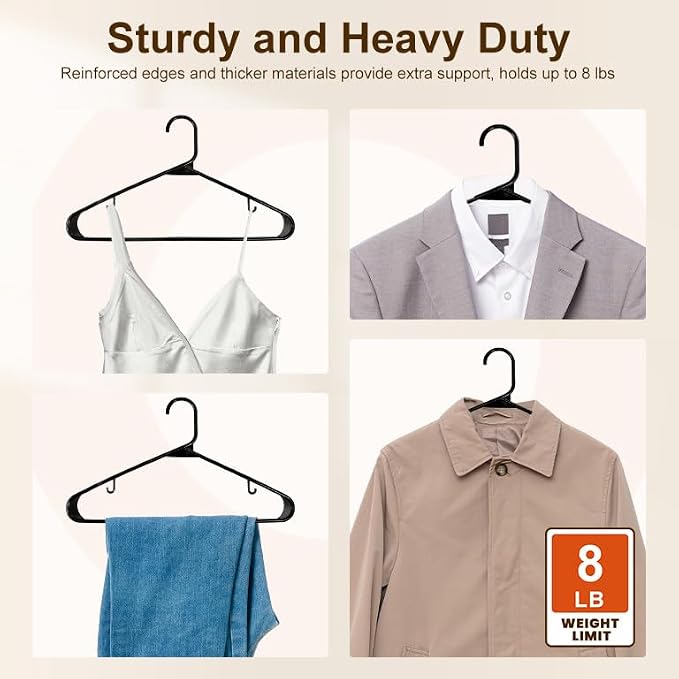 HOUSE DAY Black Plastic Hangers 500 Pack, Slim Space-Saving Clothes Hangers | - Image 4