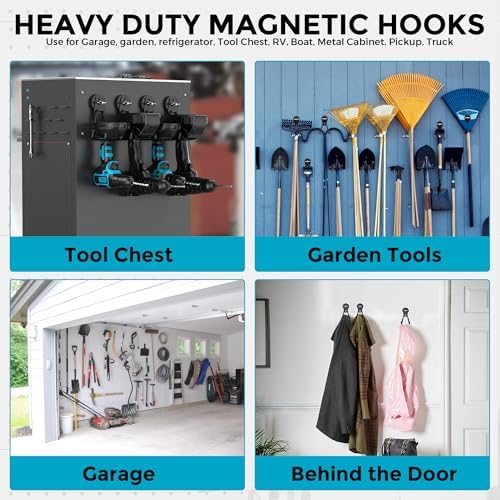 4 Pack Large Strong Magnetic Hooks Heavy Duty Garage Big Magnet Hooks Extra - Image 7
