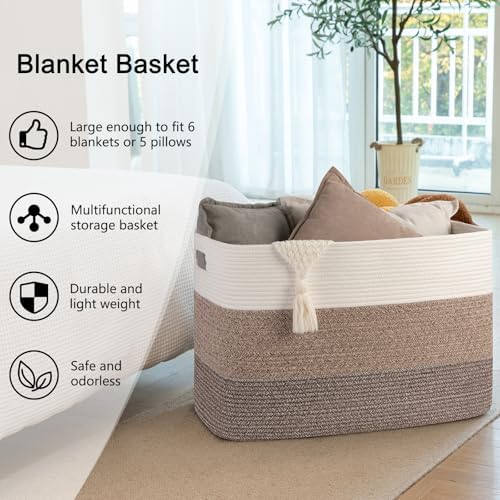 OIAHOMY 108L Extra Large Blanket Basket Dog Toy Basket radient Dark Brown - Image 6