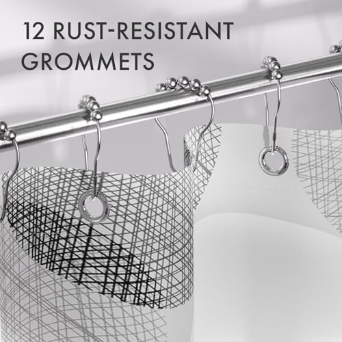 AmazerBath Grey Shower Curtain, Washable Cloth Gray Dots Shower Curtain Sets - Image 5