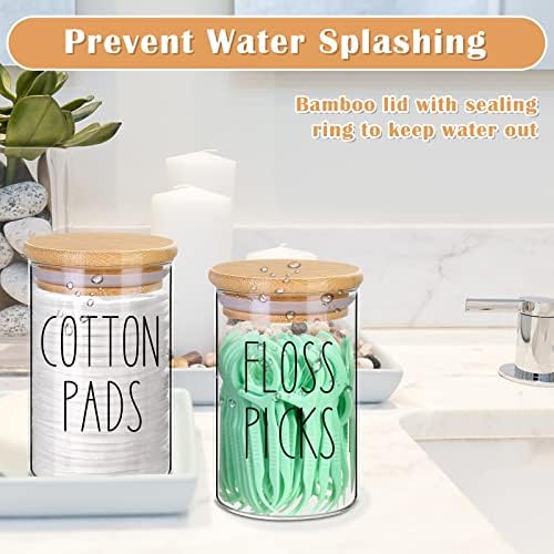ROADPLUM Qtip Holder Bathroom Set, 4 Pack 10 oz Glass Bathroom Jars - Image 4
