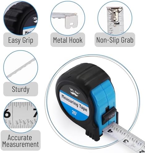 Mr. Pen- Retractable Tape Measure 25 ft, Light Blue, Easy Read - Image 4