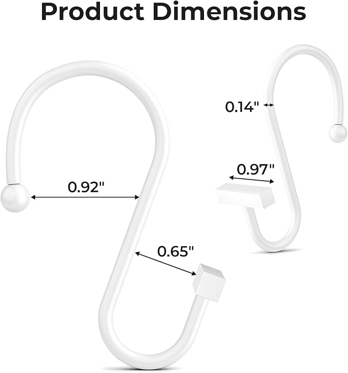 Bathway Shower Curtain Hooks, Shower Curtain Rings Rust Proof, T-Bar Design - Image 2