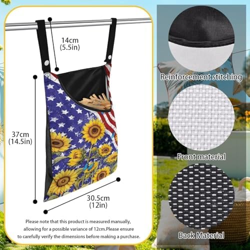 American Flag Clothespin Bags Sunflower Laundry Hanging Storage Organizer - Image 6