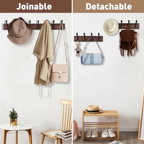 Kuhome 32.2'' Large Coat Rack Wall Mount Coat Hooks Coat Hanger - Image 7