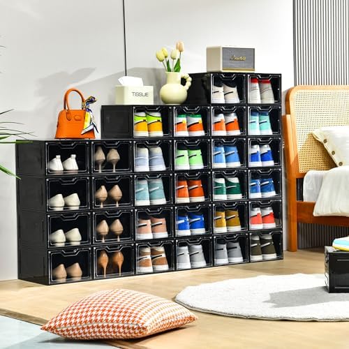 Stebopum 12 Pack Shoe Boxes Organizer, Magnetic Door Shoe Storage Boxes - Image 4