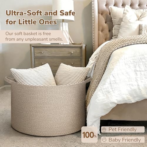 INDRESSME 115L Extra Large Woven Wicker Blanket Basket Living Room - Image 5