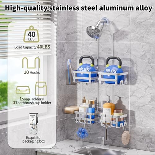 Aluminum Shower Caddy Hanging, Shower Caddy, Never Rust Shower Organizer - Image 4