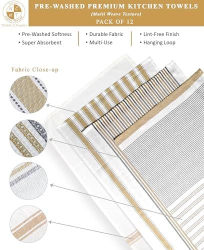 Pack of 12 Cotton Kitchen Towels Set, Dish Towels, Cleaning Rags, Kitchen Dish - Image 3