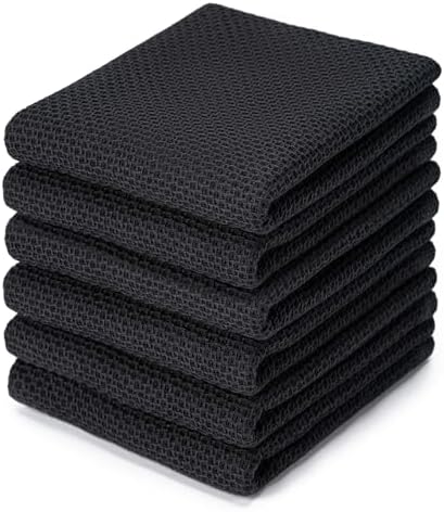 BOOMIBOO 6-Pack Dish Towels, 100% Cotton Waffle Weave, 13x28 in by BOOMIBOO