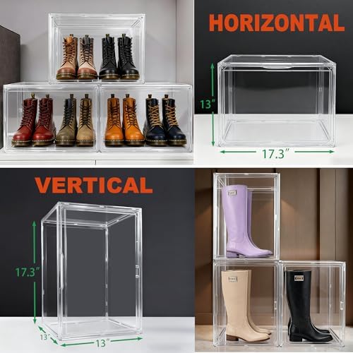 5 Pack XXX-Large Tall BootOrganizer, 17.3x13x13'' Acrylic Display Case - Image 4