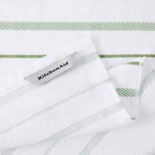 KitchenAid Albany Kitchen Towel 4-Pack Set, Matcha Green/White - Image 4