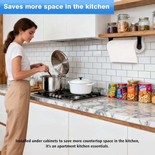Paper Towel Holder Under Cabinet, Wall Mount, Adhesive or Screw - Image 3