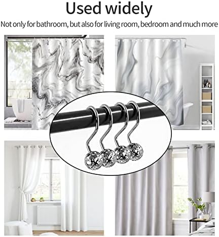 MitoVilla 24 Pcs Set Silver Shower Curtain Hooks, Metal Shower Hooks - Image 6