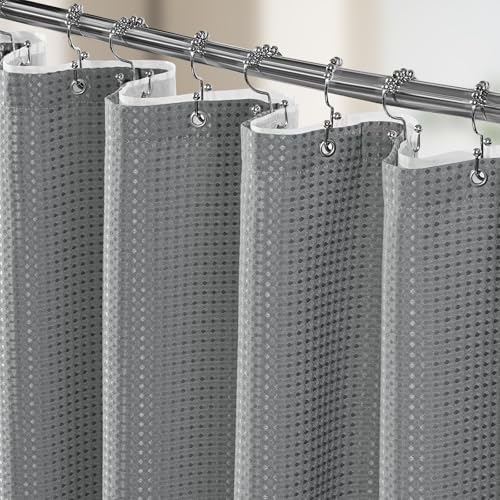 Vipfree 3 in 1 Shower Curtain Set, Waffle Shower Curtain and Liner Set by Vipfree