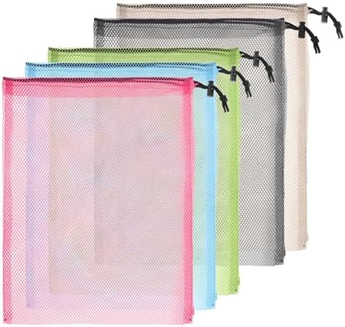 Hariendny 6 Pcs 11 x 15 Inch Nylon Mesh Drawstring Laundry Bags, Mesh Stuff by Hariendny