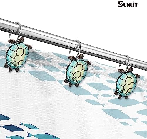 Sunlit Sea Turtle Shower Curtain Hooks, Home Decorative Shower Curtain Rings - Image 4