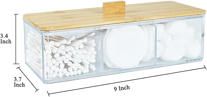 Acrylic Qtip Holder Dispenser, 3 Compartments Cotton Swab Holder - Image 7
