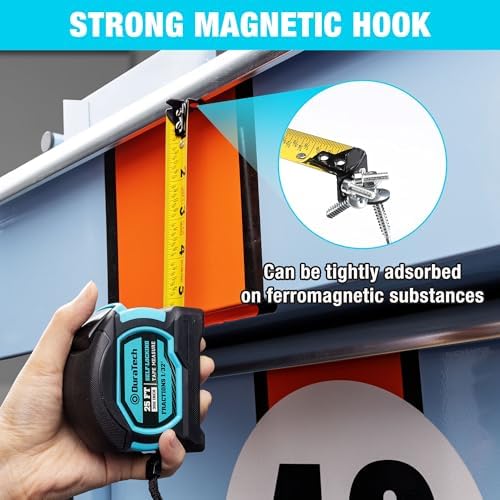 DURATECH 25FT Auto-Lock Magnetic Tape Measure, Easy Read, Double Sided - Image 4
