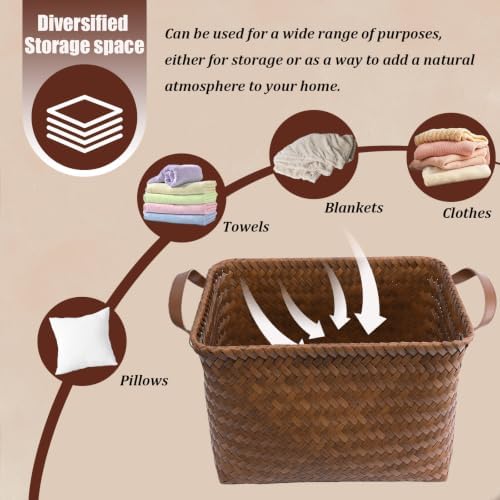 BROWNLILY Handwoven Clothes Basket Laundry Hampers Large Wicker Storage Baskets - Image 4