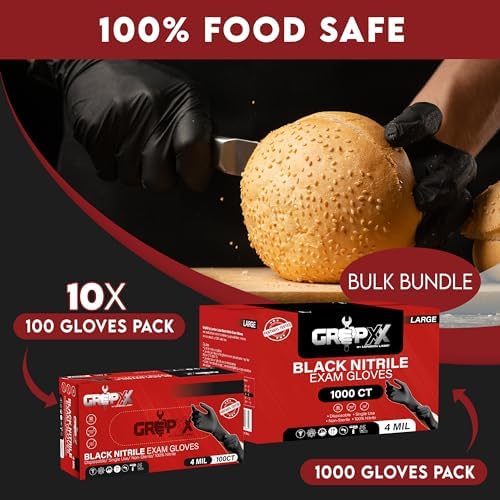 London Labs Black Nitrile Gloves Disposable Latex Free & Powder Free, 4 Mil - Image 4