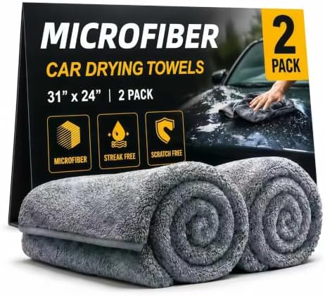 2 Pack Professional Large Microfiber Car Drying Towels, Microfiber Towels by Unknown