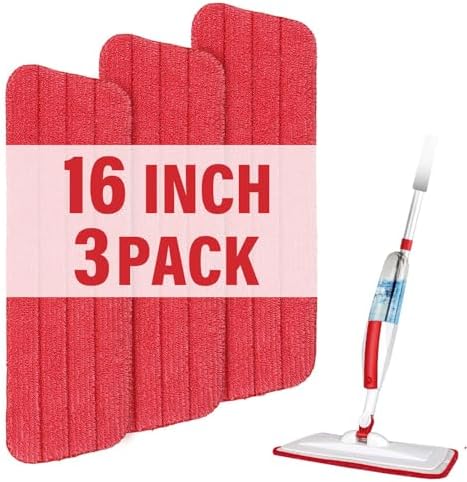 16.5" Microfiber Mop Pads Refills, 3 Pack Reusable Replacement Heads​​ by PANDAGRIP
