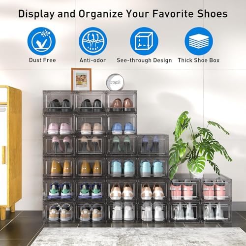 10 Pack Thickened Clear Stackable Shoe Organizer - Image 2