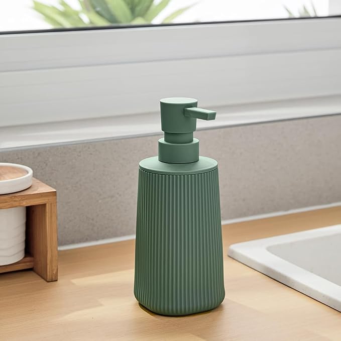 YAUKPH Small Soap Dispenser for Bathroom and Kitchen Matte Green | Modern - Image 4