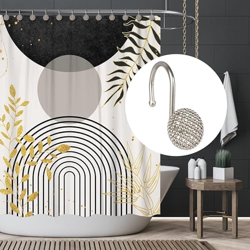 Sunlit Brushed Nickel 3D Beaded Mesh Shower Curtain Hooks, Metal Home - Image 5
