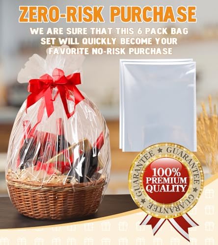 Yuiicaov 6PCS Extra Large Cellophane Bags, 30x40 Inches Clear Cellophane Wrap - Image 7
