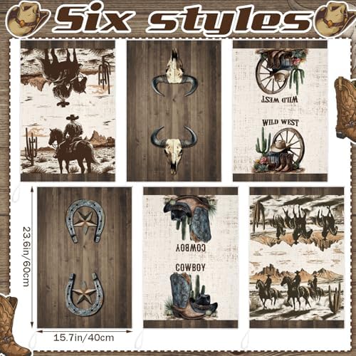 Bencailor 6 Pcs Western Cow Kitchen Towels Decorative Sets Dish Towels - Image 3