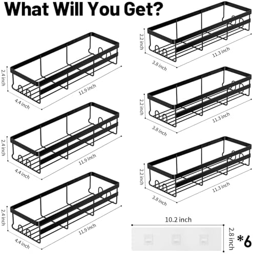 WOWBOX 6 Pack Adhesive Shower Caddies, No Drill Bathroom Shelves - Image 3