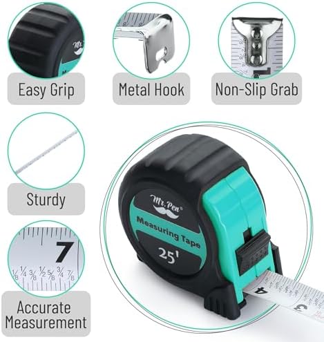 Mr. Pen- Retractable Tape Measure 25 ft, Turquoise Blue, Easy Read - Image 4