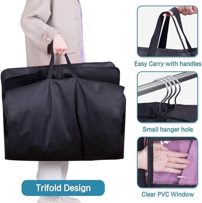KIMBORA 65" Dress Garment Bags for Hanging Clothes Travel, Gusseted Garment - Image 6