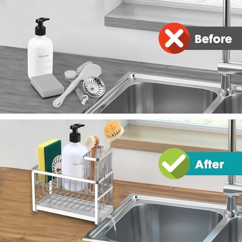 Sinnsally Kitchen Sponge Holder, Sink Caddy Organizer - Image 6