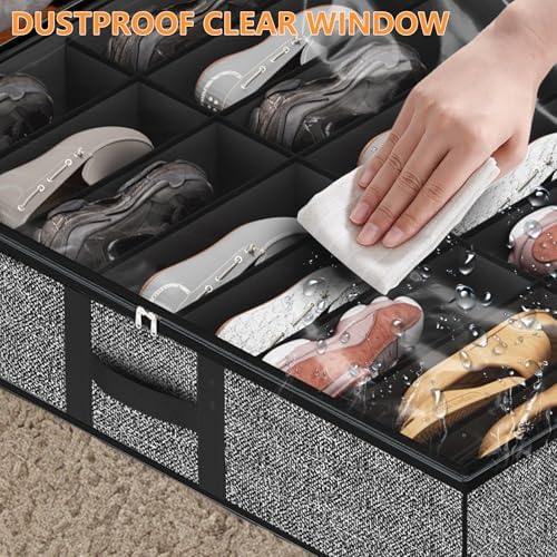 homyfort Under Bed Shoe Storage Organizer Fits 16 Pairs Shoes and 4 Pairs Boots - Image 3