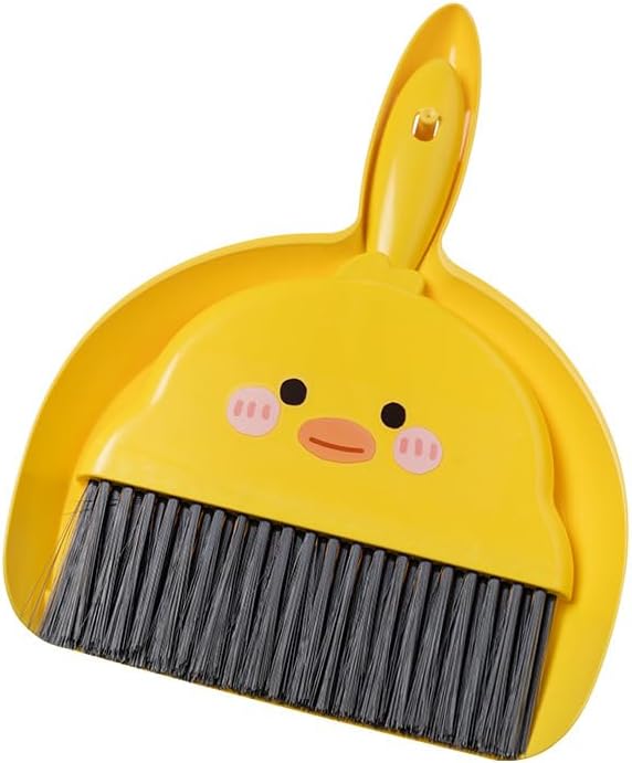 1Pc Small Dust Pan and Brush Set, Cute Yellow Mini Broom and Dustpan Set by LUOKER