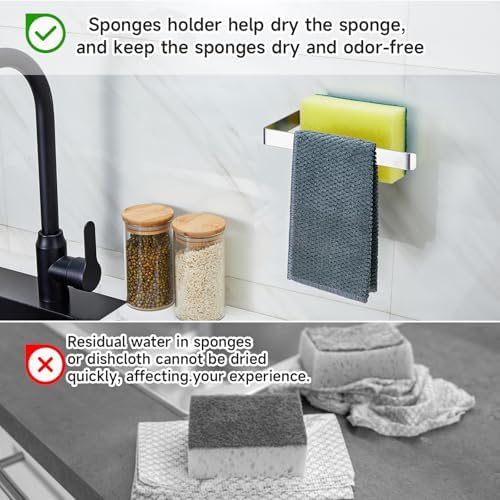 Sponge Holder for Kitchen Sink, Adhesive Dishcloth Holder, Dish Sponge Kitchen - Image 7