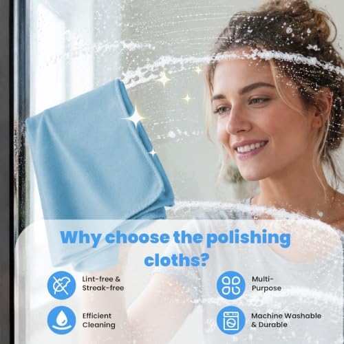 Puomue 12 Pack Microfiber Glass Cleaning Cloth, 10.8 Inch x 13.8 Inch, Lint - Image 3
