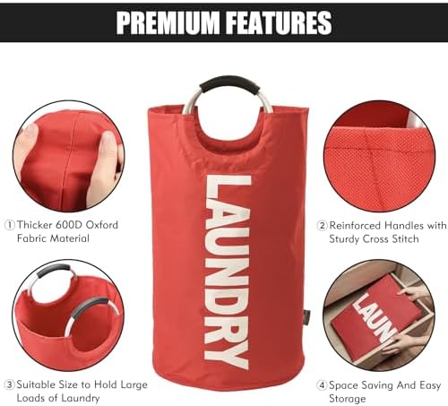 DOKEHOM 125L X-Large Laundry Basket Bag, Collapsible Tall Hamper - Image 6