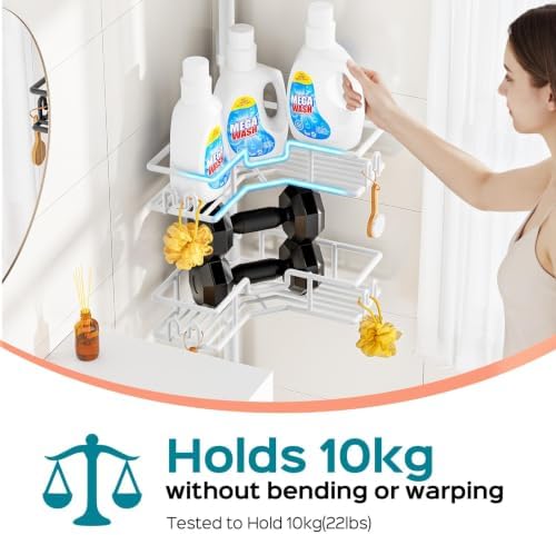 HAMITOR Corner Shower Organizer, 4-Tier Tension Pole Caddy - Image 5